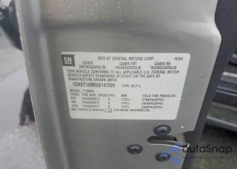 2005 Chevrolet Trailblazer Ext Ls from USA, damaged, VIN 1GNET16M556141526